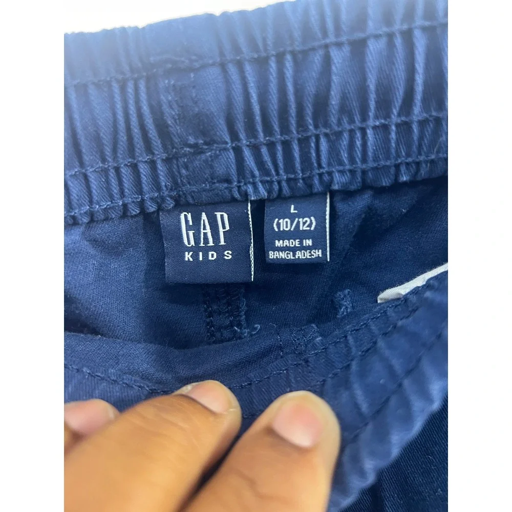 Gap Kids Boys Navy Blue Chino‎ Shorts Elastic Waist Drawstring Size L 10/12